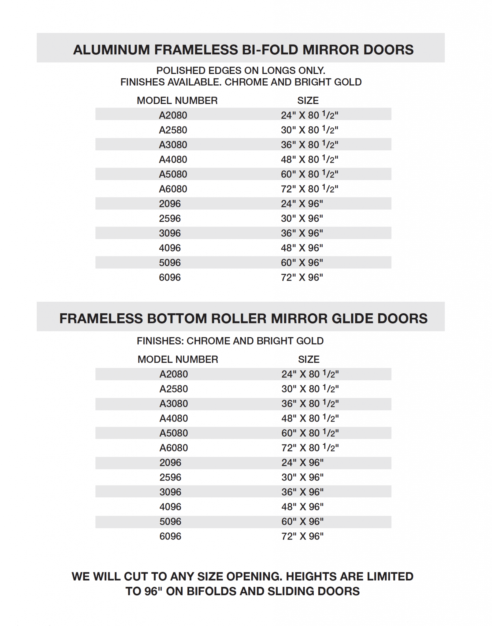 FRAMELESS MIRROR DOORS Screens & Fabricated Metals